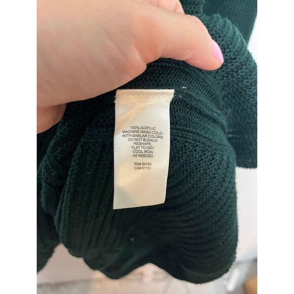 Eliza J Dress Womens Medium Green Sweater Knit Cable Fit & Flare 3/4 Sleeve - Picture 3 of 6